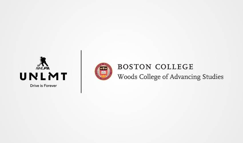 Boston College and NHLPA UNLMT logos