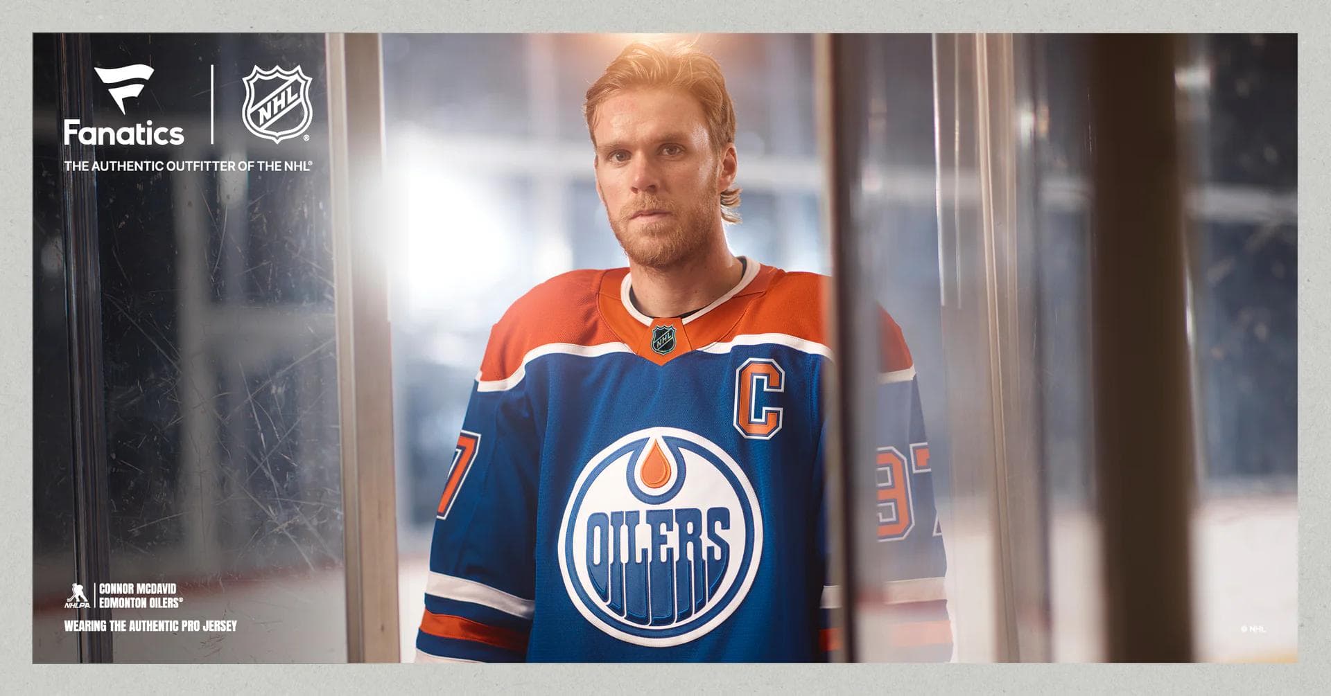Fanatics ad featuring Connor McDavid in Oilers jersey